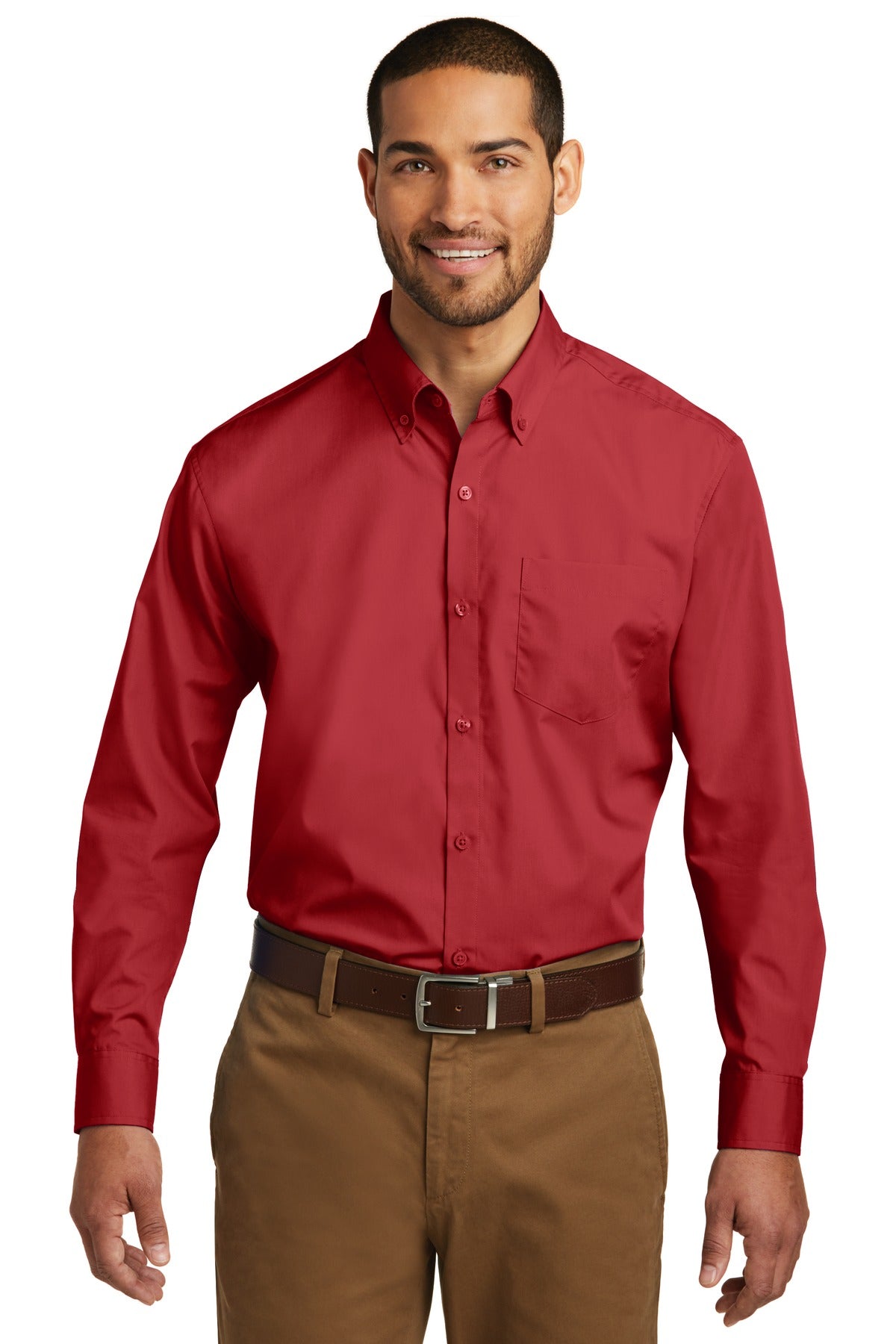 Port Authority   Long Sleeve Carefree Poplin Shirt. W100