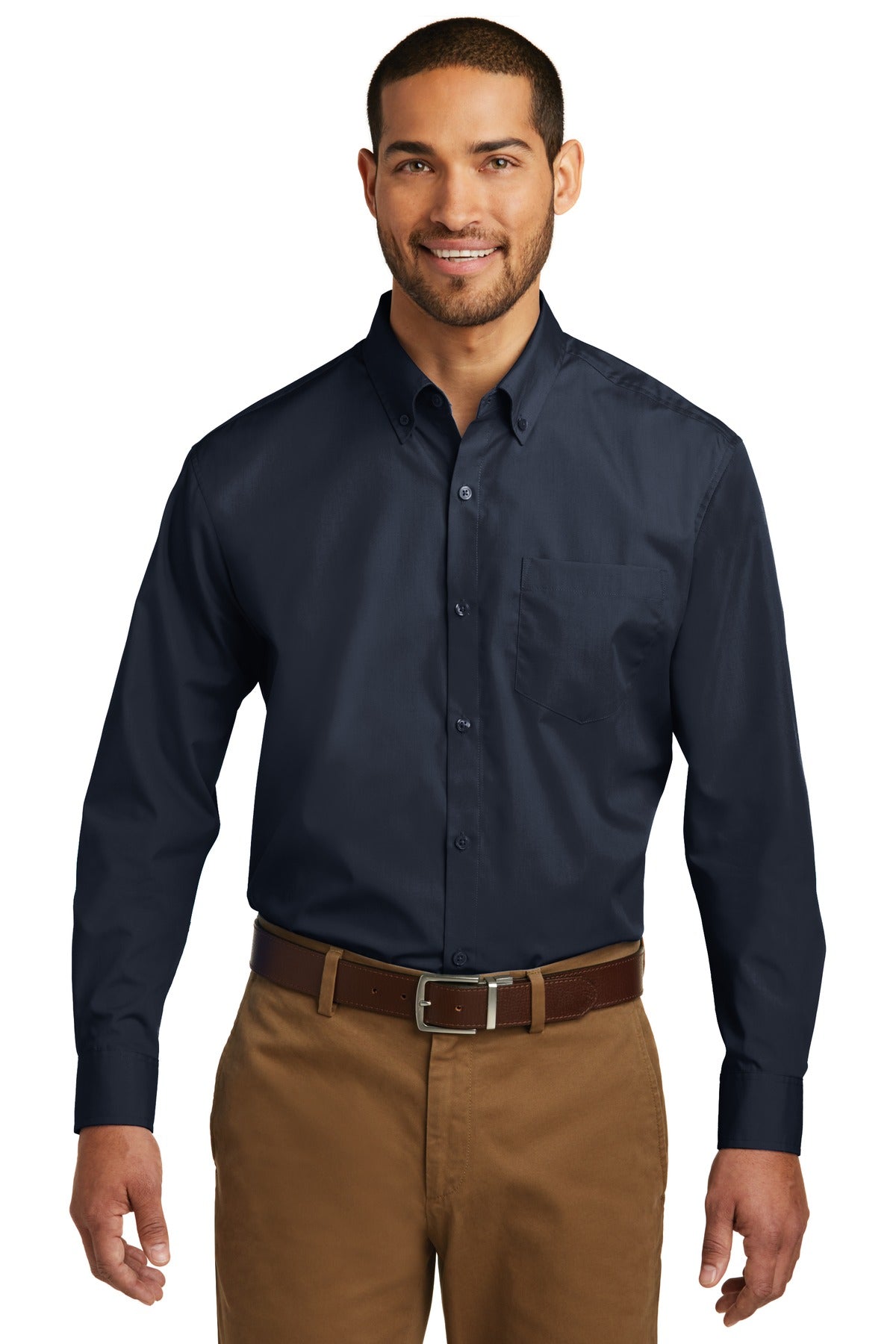 Port Authority   Long Sleeve Carefree Poplin Shirt. W100