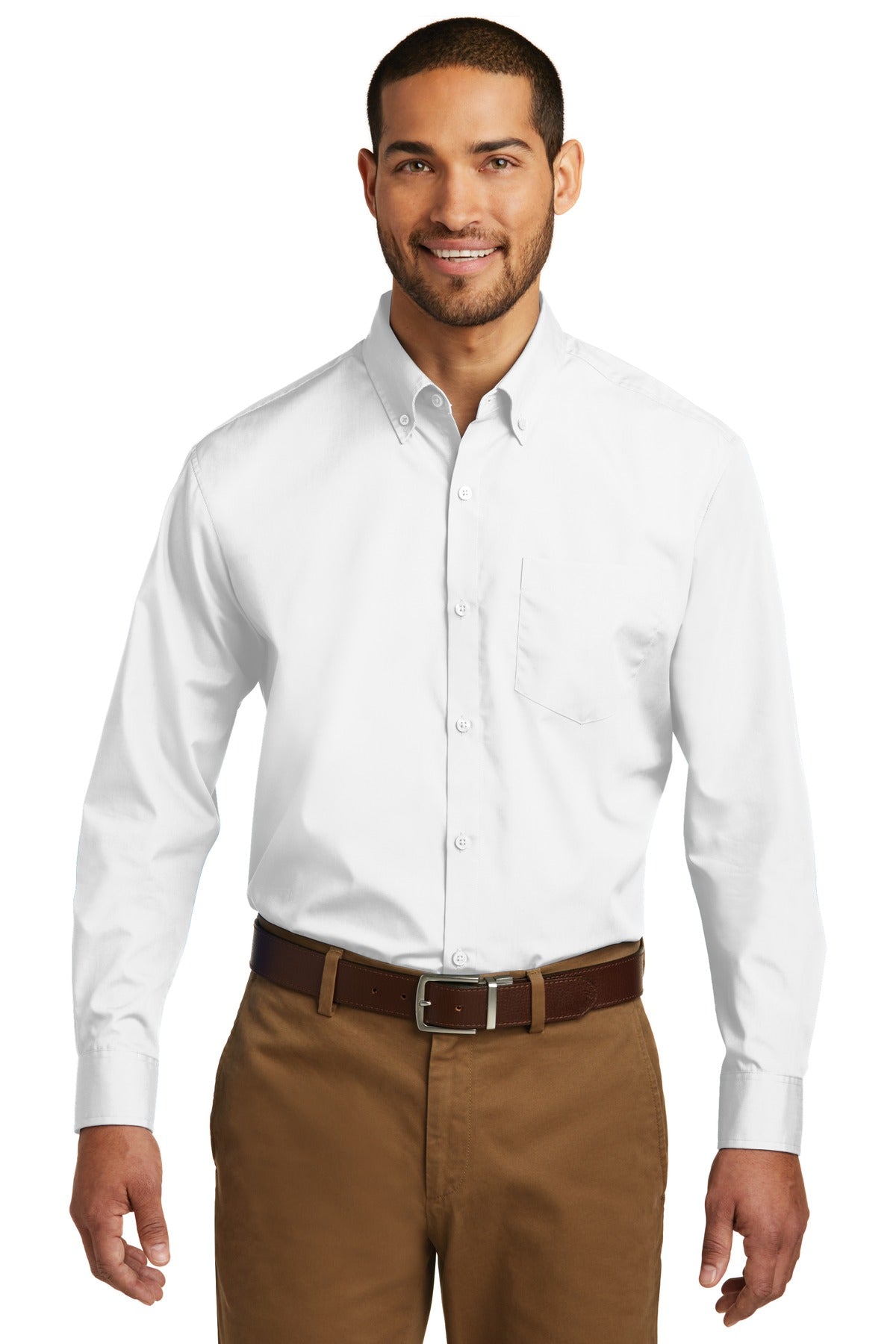 Port Authority   Long Sleeve Carefree Poplin Shirt. W100