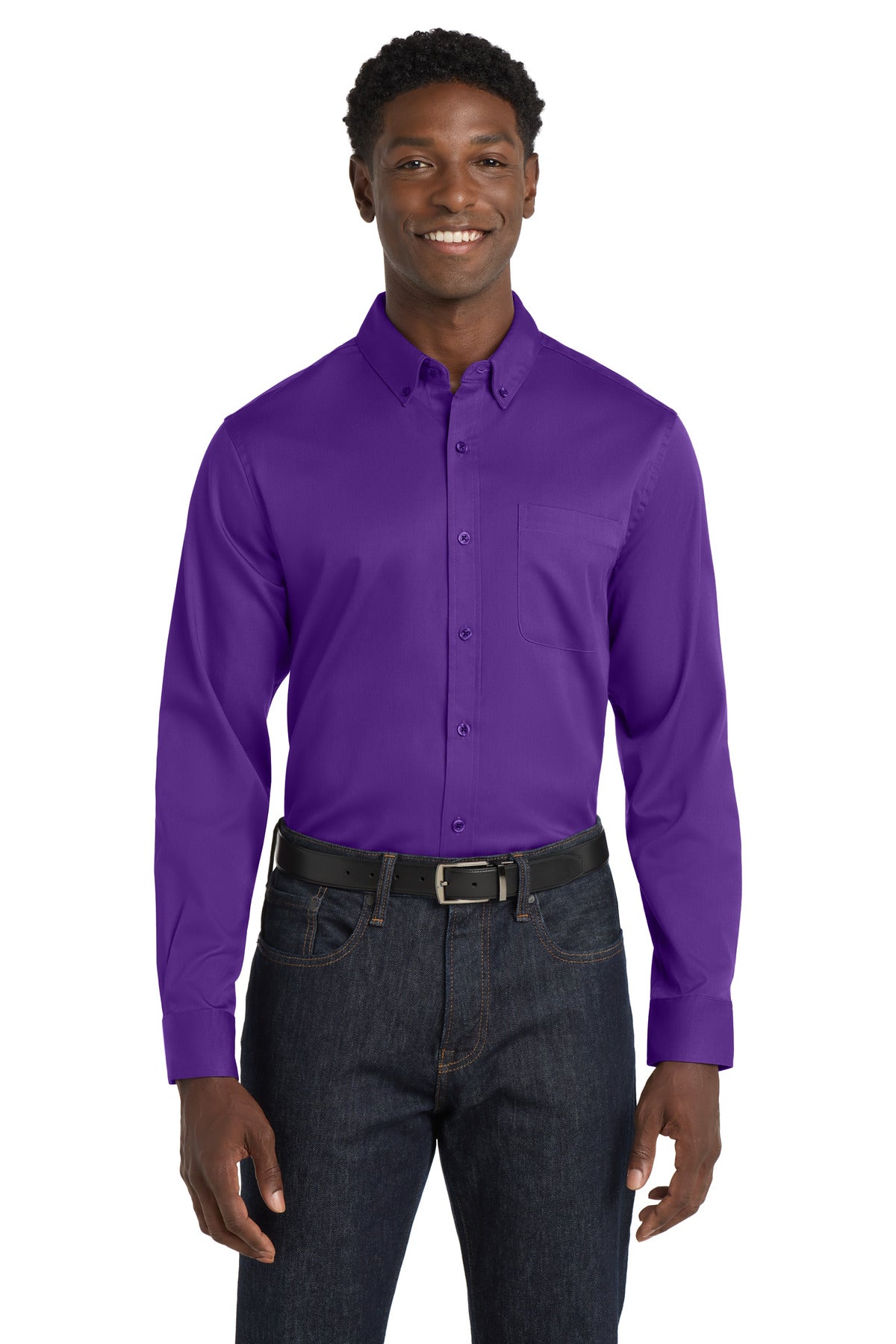 Port Authority   Long Sleeve SuperPro React   Twill Shirt. W808